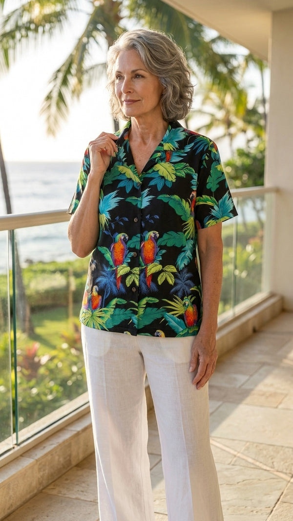 Jungle Parrot Women's Hawaiian Camp Shirt