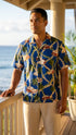 RJC Mens Plumeria Lei Woodie Poly Cotton Blend Shirt