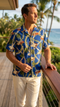 RJC Mens Plumeria Lei Woodie Poly Cotton Blend Shirt