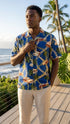 RJC Mens Plumeria Lei Woodie Poly Cotton Blend Shirt