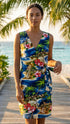Hibiscus Hawaiian Islands Women's Mock Wrap Hawaiian Sarong Dress