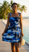 Women’s Smocked Tube Dress – Night Time Surf Print