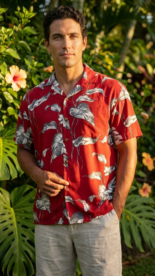 Paradise Found Men's Lau Lau Leaves Hawaiian Shirt