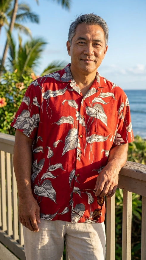 Paradise Found Men's Lau Lau Leaves Hawaiian Shirt