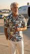 RJC Mens Hibiscus Fighter Airplane Shirt