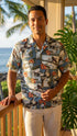 RJC Mens Hibiscus Fighter Airplane Shirt