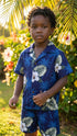 White Hibiscus Monstera Boy's 2pc Hawaiian Cabana Set
