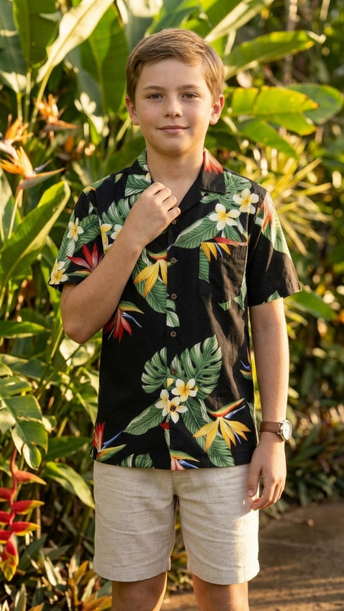 RJC Boys Bird of Paradise Display Rayon Shirt