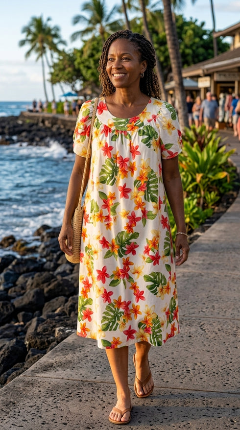 RJC Women's Rainbow Plumeria Muumuu Dress