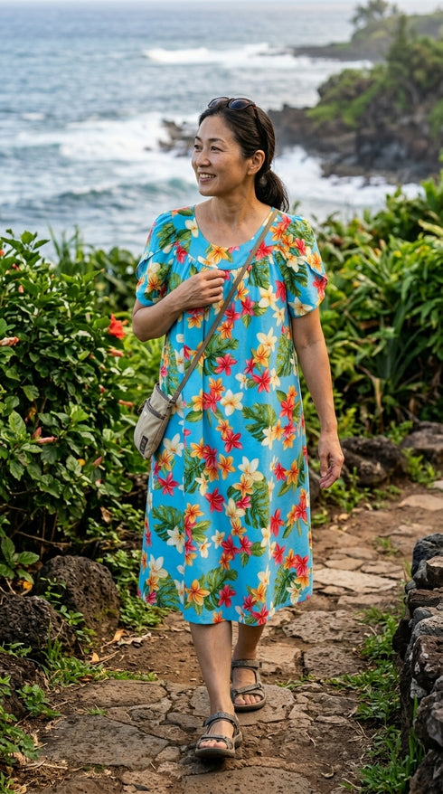 RJC Women's Rainbow Plumeria Muumuu Dress