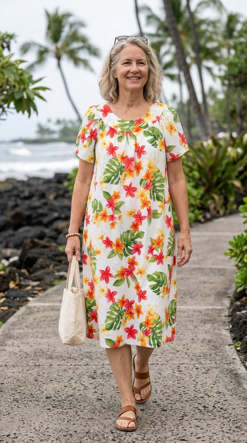 RJC Women's Rainbow Plumeria Muumuu Dress
