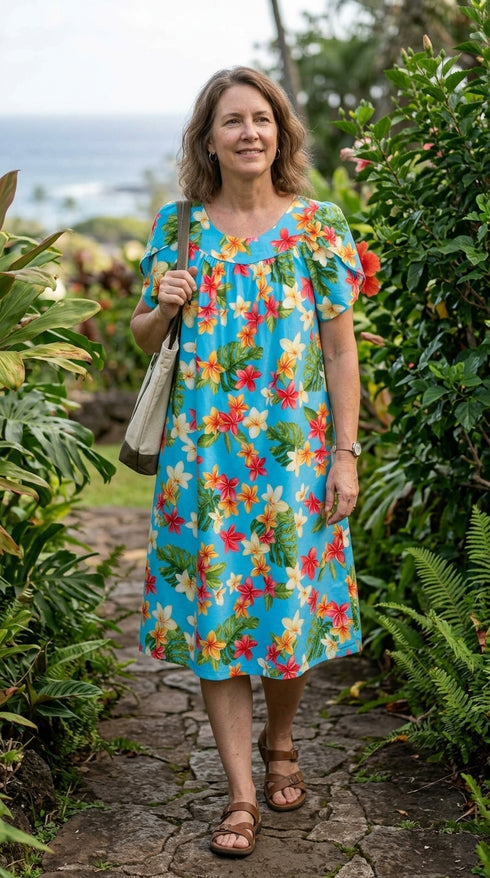 RJC Women's Rainbow Plumeria Muumuu Dress