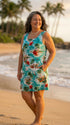 Clearance – Women’s A-Line Dress – Red Hibiscus Island Print – Slimming Bodice