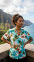 Red Hibiscus Island Women's Hawaiian Camp Shirt