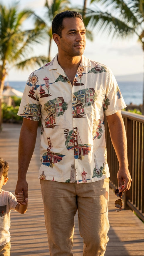 San Francisco Men's Hawaiian Aloha Vintage Cotton Lawn Shirt