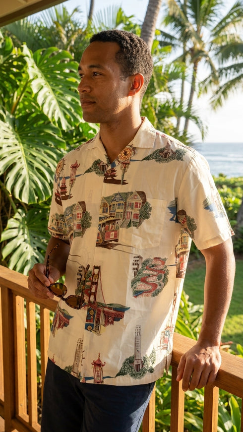 San Francisco Men's Hawaiian Aloha Vintage Cotton Lawn Shirt