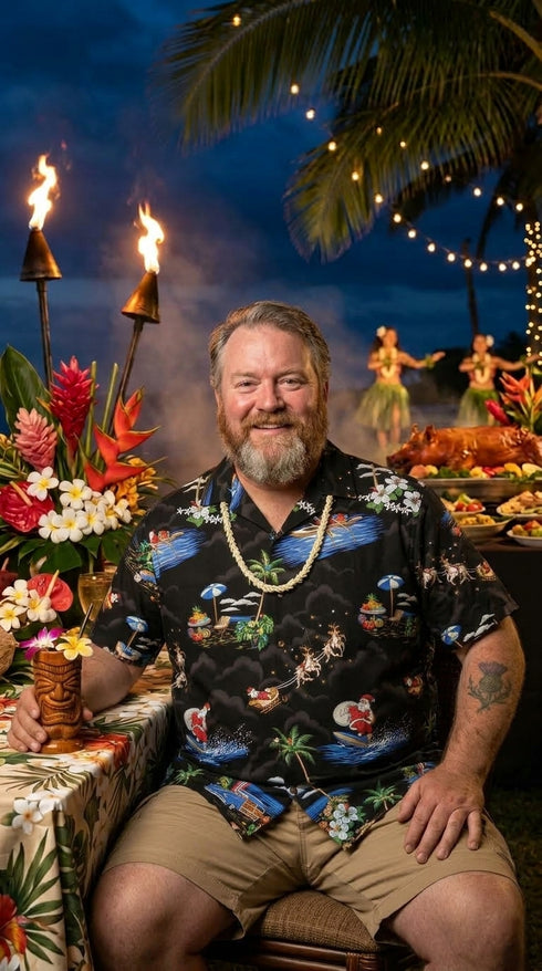 Santa's Hawaiian Christmas Vacation Men's Hawaiian Shirt