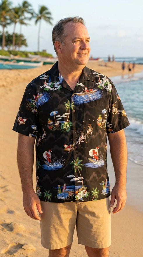 Santa's Hawaiian Christmas Vacation Men's Hawaiian Shirt