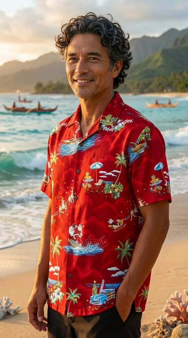 Santa's Hawaiian Christmas Vacation Men's Hawaiian Shirt