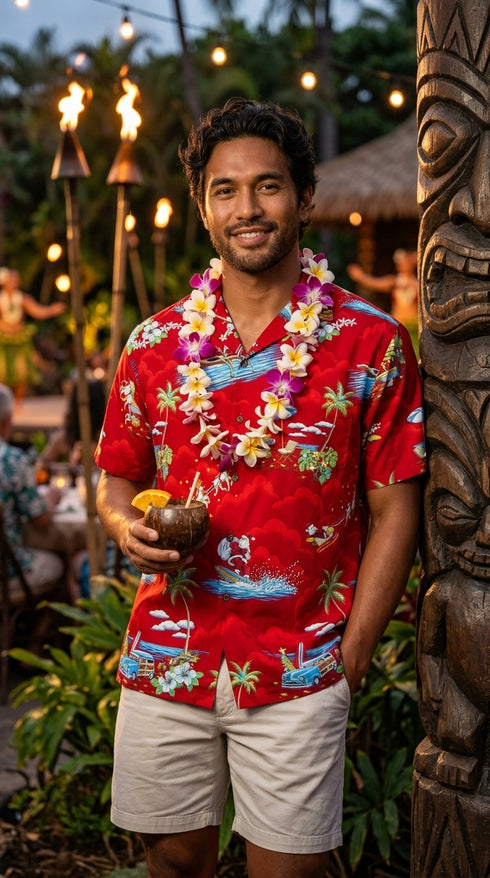 Santa's Hawaiian Christmas Vacation Men's Hawaiian Shirt