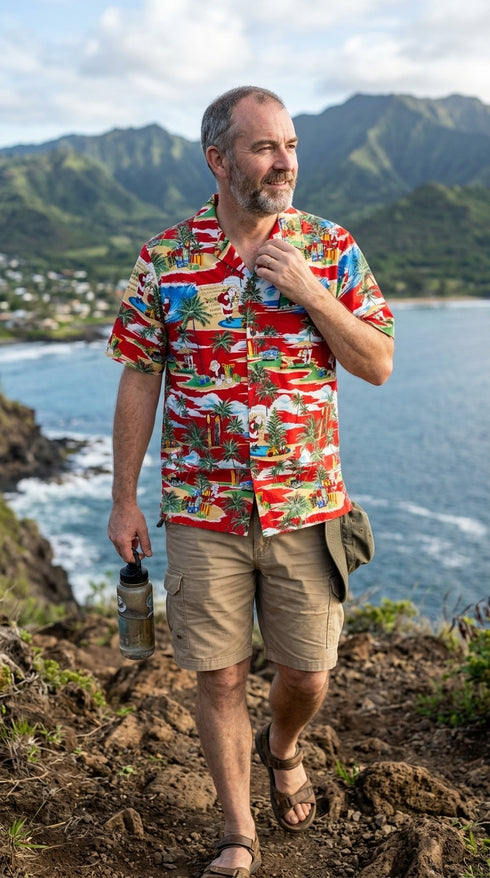 Santa's Island Vacation Men's Hawaiian Shirt