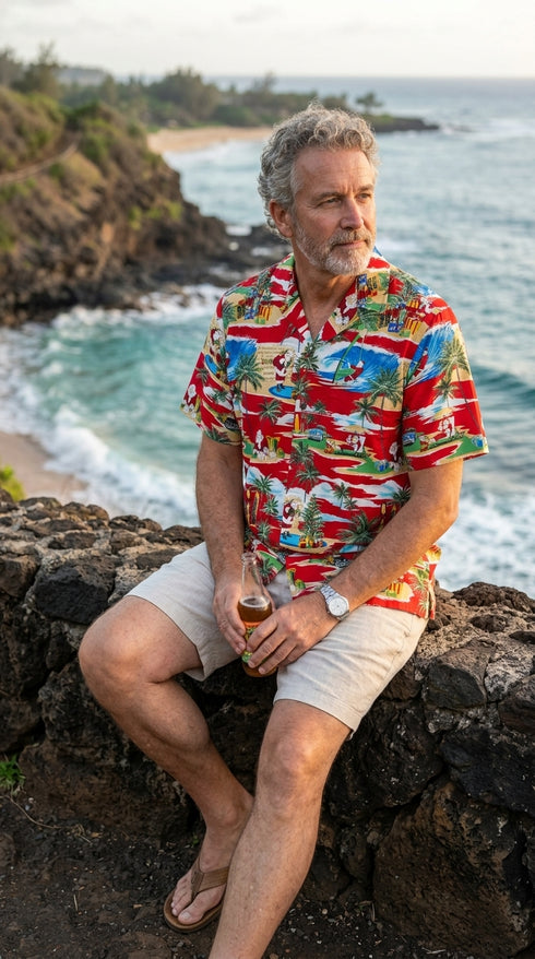 Santa's Island Vacation Men's Hawaiian Shirt