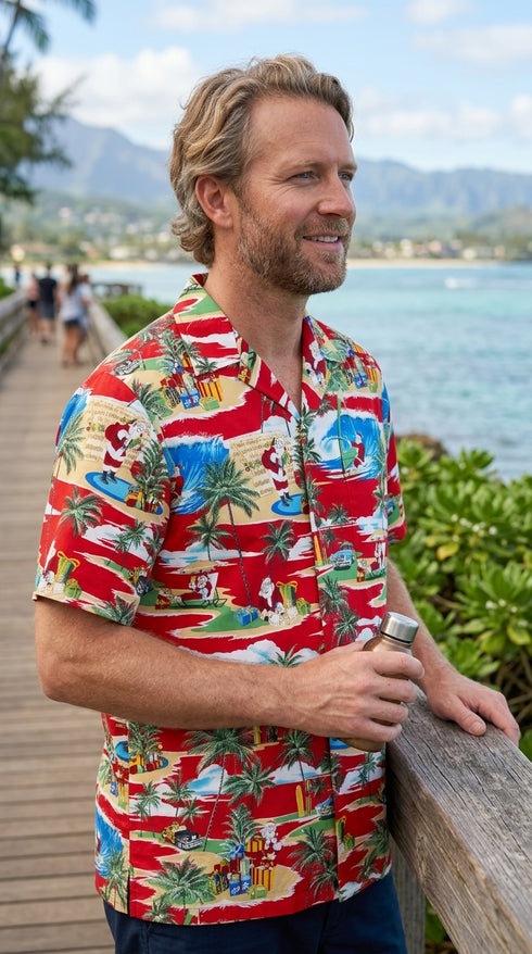 Santa's Island Vacation Men's Hawaiian Shirt