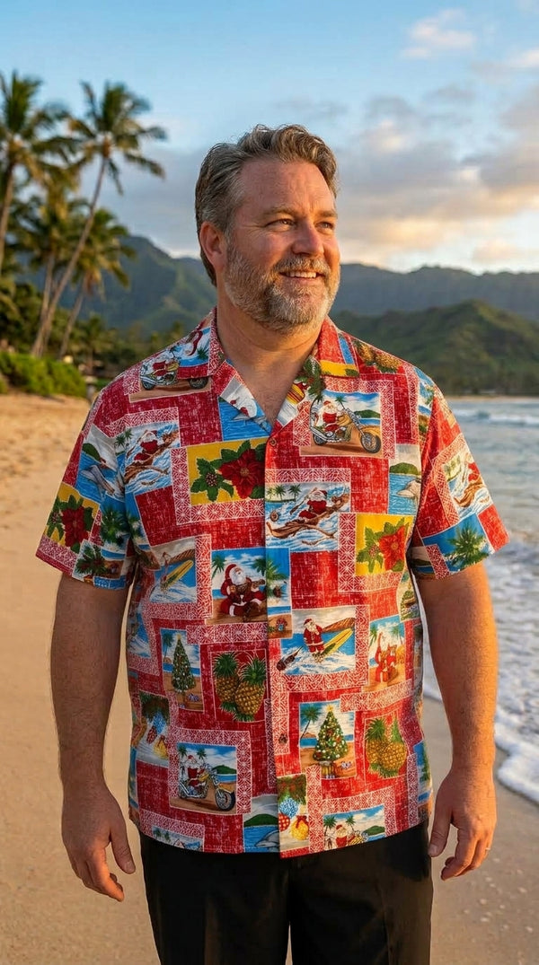 Santa Yesterday & Today Men's Hawaiian Shirt