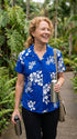 Pacific Legend Women's Shadow White Hibiscus Fitted Shirt