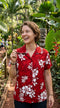 Pacific Legend Women's Shadow White Hibiscus Fitted Shirt