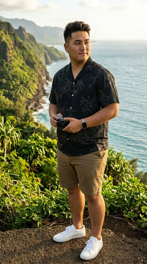 Paradise Found Men's Simple Bamboo Hawaiian Shirt
