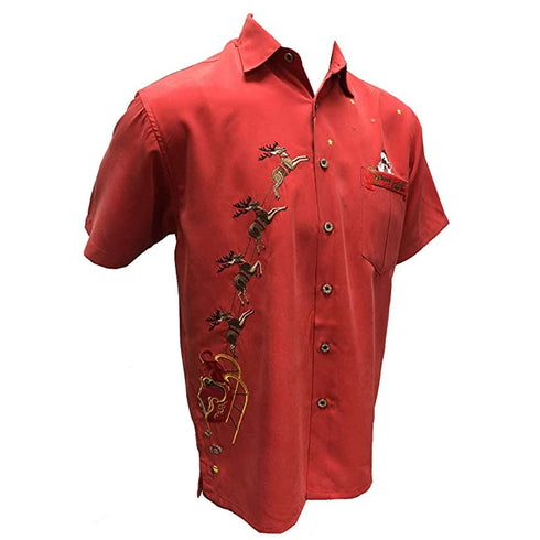 Bamboo Cay Men's Peekaboo Santa Embroidered Shirt
