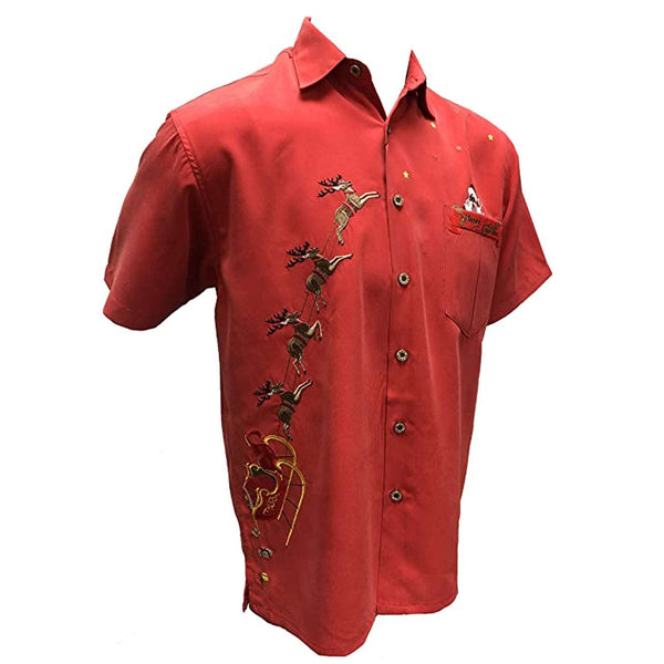 Bamboo Cay Men's Peekaboo Santa Embroidered Shirt