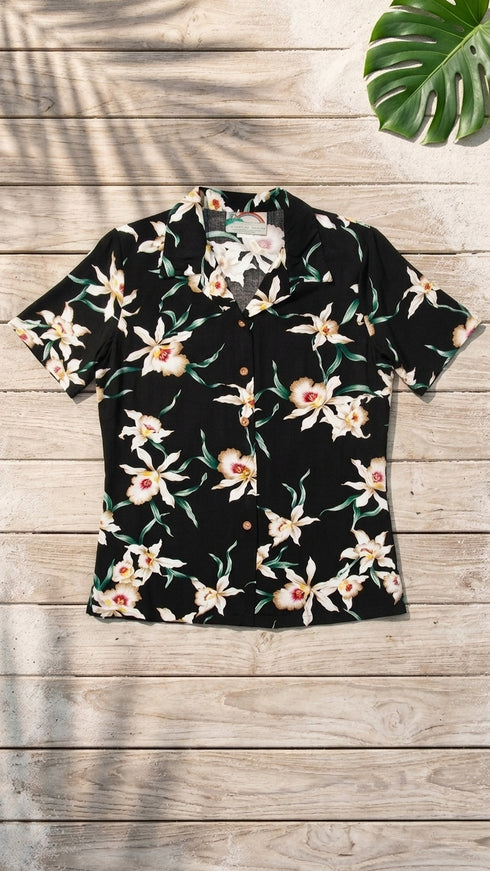Star Orchid Women's Hawaiian Camp Shirt