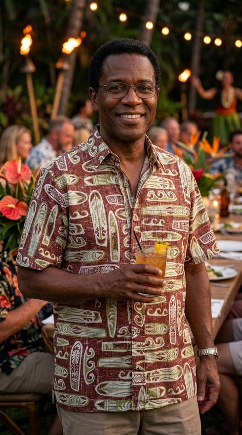 Made in USA - Go Barefoot Men's Surfboards Reverse Aloha Shirt