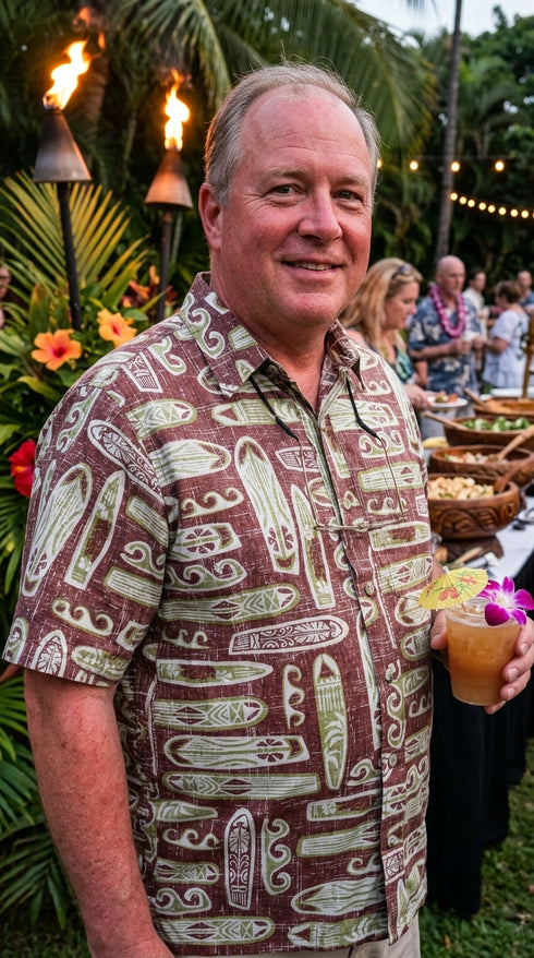 Made in USA - Go Barefoot Men's Surfboards Reverse Aloha Shirt