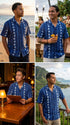Pacific Legend Mens Traditional Hawaiian Lei Panel Shirt