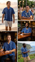 Pacific Legend Mens Traditional Hawaiian Lei Panel Shirt