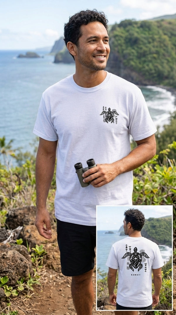 Tribal Turtle Screenprinted Hawaiian T-Shirt