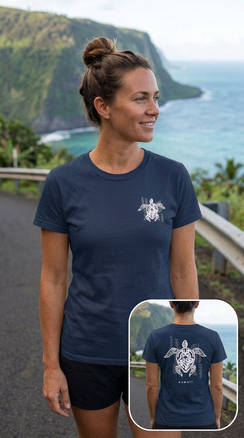 Tribal Turtle Screenprinted Hawaiian T-Shirt