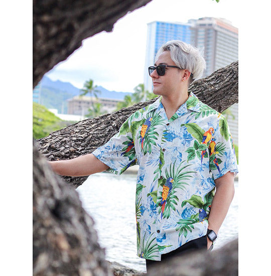 Tropical bird and Pineapple themed Hawaiian prints