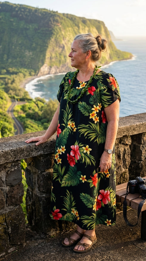 RJC Women's Tropical Summer Hibiscus Muumuu Dress