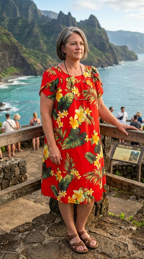 RJC Women's Tropical Summer Hibiscus Muumuu Dress