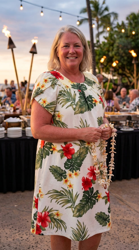 RJC Women's Tropical Summer Hibiscus Muumuu Dress