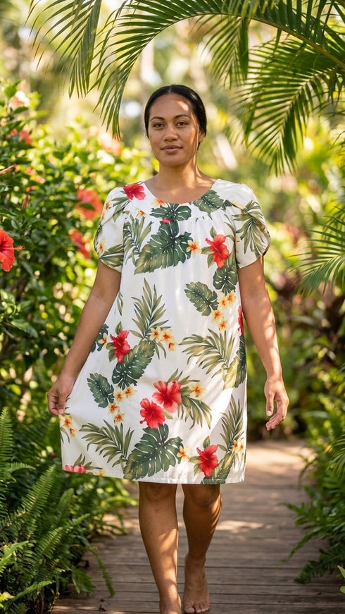 RJC Women's Tropical Summer Hibiscus Muumuu Dress