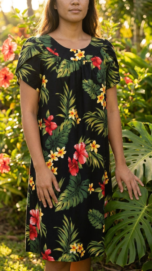 RJC Women's Tropical Summer Hibiscus Muumuu Dress