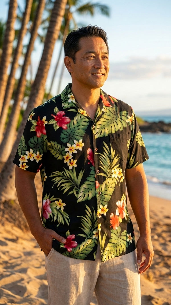 Tropical Summer Hibiscus Men's Hawaiian Shirt