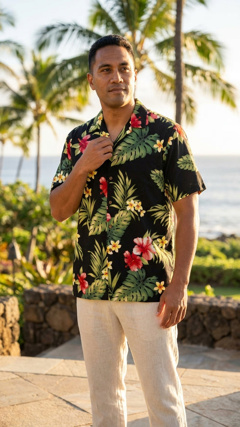 Tropical Summer Hibiscus Men's Hawaiian Shirt