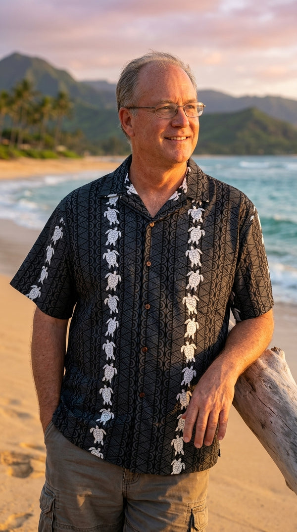 Turtle Panel Men's Aloha Shirts