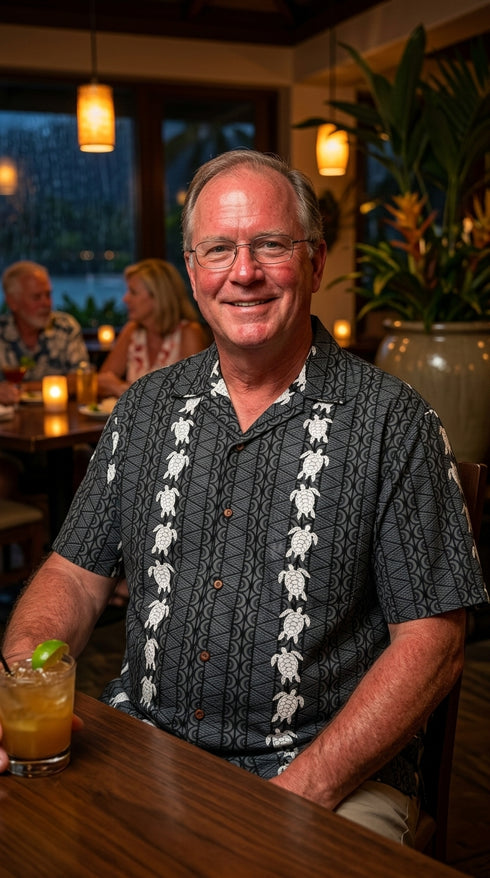 Turtle Panel Men's Aloha Shirts